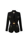 Elisabetta Franchi Multi-pockets Utilitarian Blazer In Black