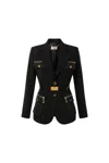 Elisabetta Franchi Multi-pockets Utilitarian Blazer In Black
