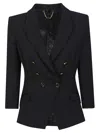 Elisabetta Franchi Tailored Blazer With Padded Shoulders And Peak Lapels In Black