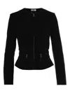 Elisabetta Franchi Fitted Crepe Jacket With Structured Seams In Black