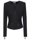 Elisabetta Franchi Fitted Crepe Jacket With Structured Seams In Black