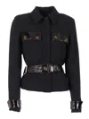 Elisabetta Franchi Belted Jacket Logo Buttons In Black