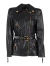 Elisabetta Franchi Long Sleeve Leather Jacket In Black