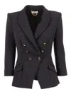 Elisabetta Franchi Double-breasted Tailored Blazer With Gold-tone Hardware In Black