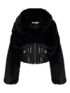 Elisabetta Franchi Cropped Black Jacket With Faux Fur Detailing In Black