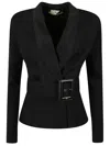 Elisabetta Franchi Black Belted Knitted Jacket In Black