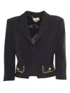 Elisabetta Franchi Chain-trim Cropped Jacket In Black