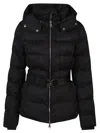 Elisabetta Franchi Down Jacket With High Collar And Belt In Black