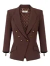 Elisabetta Franchi Tailored Brown Jacket With Gold-tone Double-breasted Closure In Brown