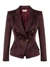 Elisabetta Franchi Double-breasted Tailored Jacket With Gold-tone Buttons In Burgundy