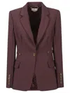 Elisabetta Franchi Burgundy Tailored Blazer With Gold Buttons And Peak Lapels In Burgundy