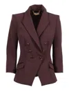 Elisabetta Franchi Tailored Double-breasted Blazer With Gold Accents In Burgundy