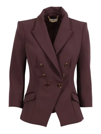 Elisabetta Franchi Single-breasted Jacket In Brown