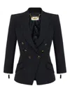 Elisabetta Franchi Tailored Blazer With Padded Shoulders And Peak Lapels In Black