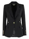 Elisabetta Franchi Single-breasted Tailored Blazer With Gold-tone Accents In Black