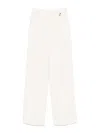 Elisabetta Franchi Contrasting-topstitching Crepe Trousers In Cream