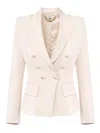 Elisabetta Franchi Crepe Satin Blazer In Cream