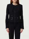 Elisabetta Franchi Fitted Crepe Jacket With Structured Seams In Black