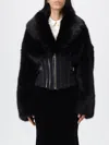 Elisabetta Franchi Cropped Black Jacket With Faux Fur Detailing In Black