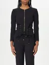 Elisabetta Franchi Crepe Jacket With Criss-cross Laces In Schwarz