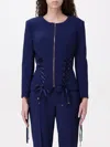 Elisabetta Franchi Slim Jacket With Zip In Blue