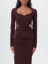Elisabetta Franchi Bielastic Blazer With Sweetheart Neckline In Brown