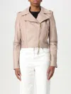 Elisabetta Franchi Leather Jacket With Stitched Profiles In Grey