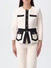 Elisabetta Franchi Color-block Double Crepe Jacket In Neutral