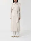 Elisabetta Franchi Minimalist Long Coat With Tailored Silhouette In Neutral