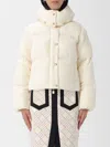 Elisabetta Franchi Milk Velvet Hooded Down Jacket In White