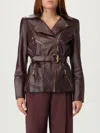 Elisabetta Franchi Long Sleeve Leather Jacket In Black