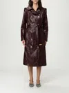 Elisabetta Franchi Double-breasted Coat With Epaulettes And Pockets In Brown