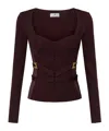 Elisabetta Franchi Bielastic Blazer With Sweetheart Neckline In Brown