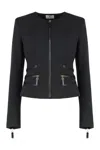 Elisabetta Franchi Jacket In Double Crêpe With Zip Details In Black
