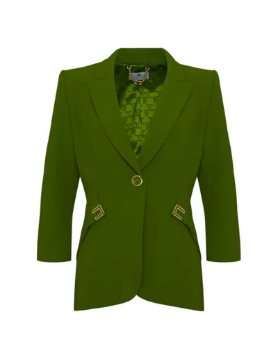 Elisabetta Franchi Jacket In Double Layer Stretch Crepe In Green