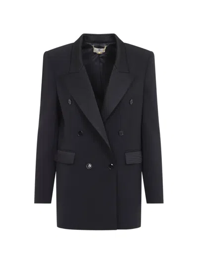 Elisabetta Franchi Jacket In Double-layer Crêpe-and-satin Fabrics In Black