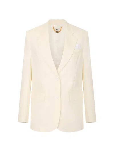 Elisabetta Franchi Jacket In Gabardine Fabric In Neutral