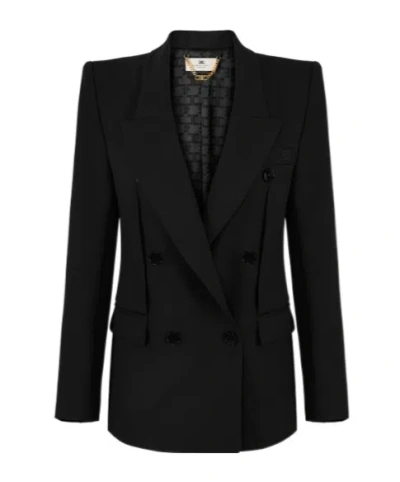 Elisabetta Franchi Jacket In Lightweight Crêpe In Black