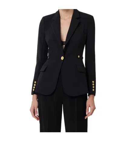 Elisabetta Franchi Jacket In Lightweight Crêpe Fabric With Jewel Details In Black