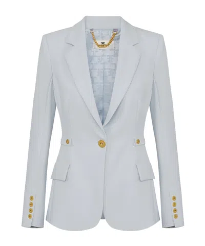 Elisabetta Franchi Single-breasted Cinched Blazer In Gray