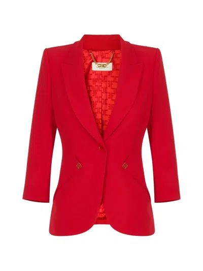 Elisabetta Franchi Jacket Made Of Lightweight Crêpe Fabric And Satin In Red