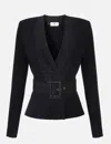 Elisabetta Franchi Black Belted Knitted Jacket In Multi
