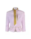 Elisabetta Franchi Cropped Tailored Jacket With High Neckline In Pink