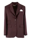 Elisabetta Franchi Cool Wool Jacket With Pocket Square In Purple