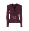 Elisabetta Franchi Tailored Peplum Jacket Belted Waist In Burgundy