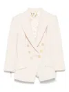 Elisabetta Franchi Tailored Double-breasted Jacket With Gold Buttons In Neutral