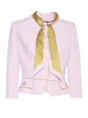 Elisabetta Franchi Cropped Tailored Jacket With High Neckline In White