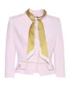 Elisabetta Franchi Cropped Tailored Jacket With High Neckline In White