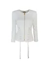 Elisabetta Franchi Crêpe Jacket With Criss-cross Laces In White