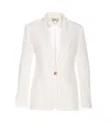 Elisabetta Franchi V-neck Jacket With Notched Lapel And Back Split In White